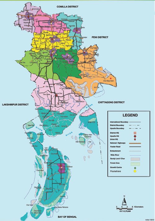 নোয়াখালী জেলার মানচিত্র